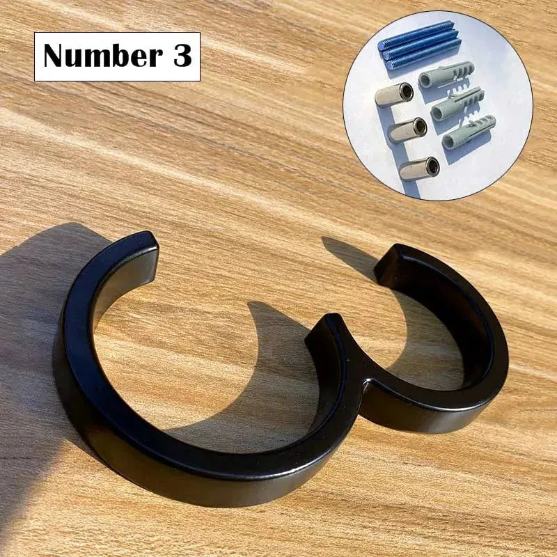 125mm Floating modern small Black House Numbers.