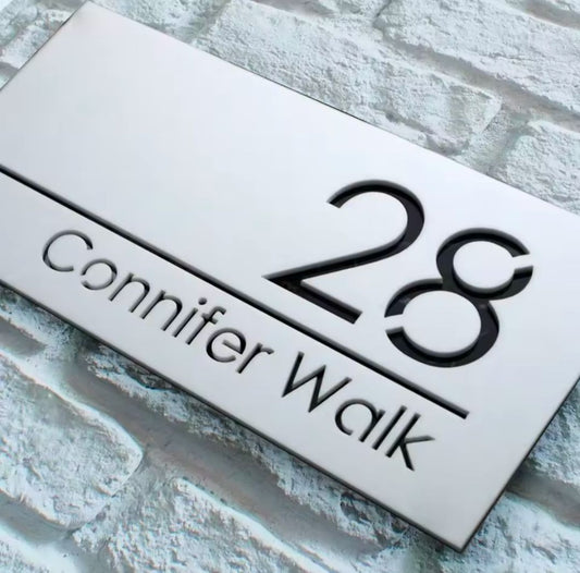 White Acrylic Address Sign
