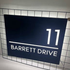 Custom White LED light up House Letterbox Address Sign - Rectangle