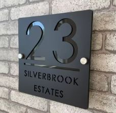 Black Square Acrylic Address Sign