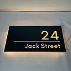 Custom Warm White LED light up House Letterbox Address Sign - Rectangle