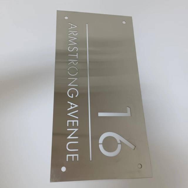Cut out metal lettering stainless steel address plate