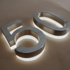 Brushed Stainless Steel Silver LED house numbers