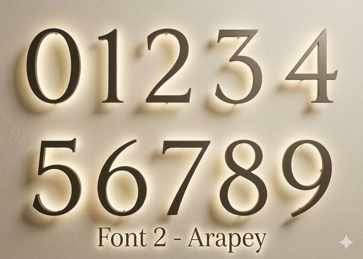 Gold LED house numbers