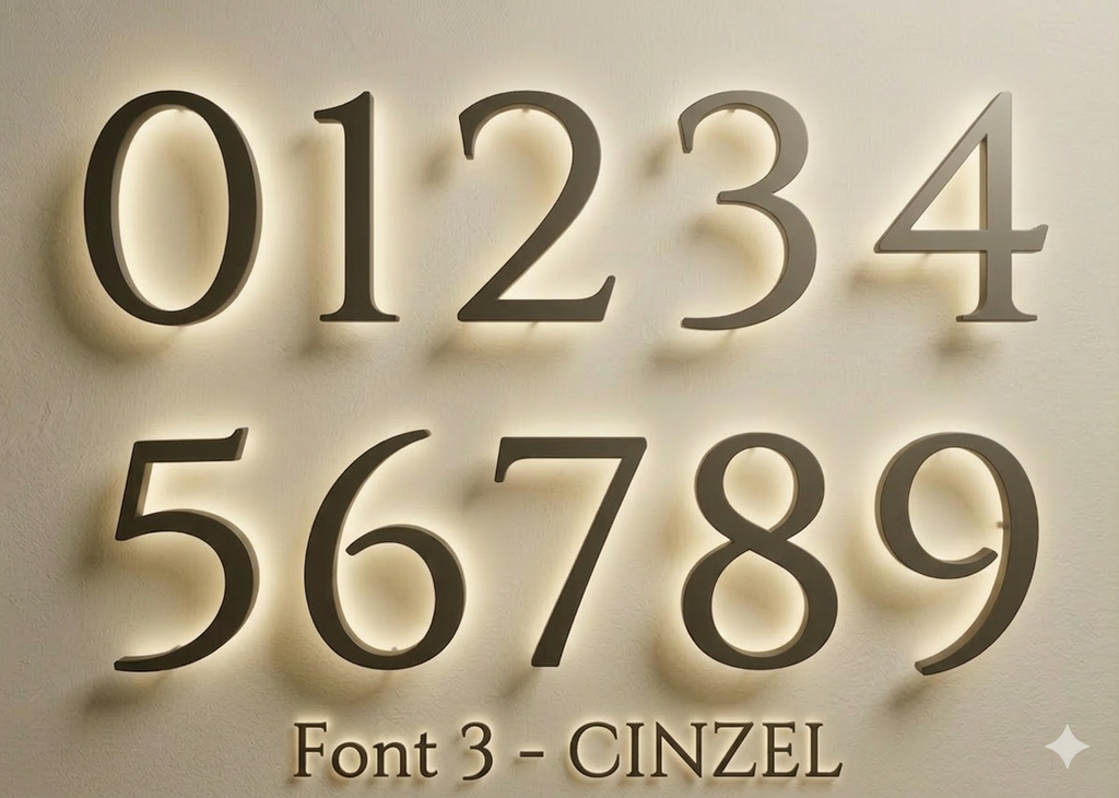 Gold LED house numbers