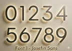 Gold LED house numbers