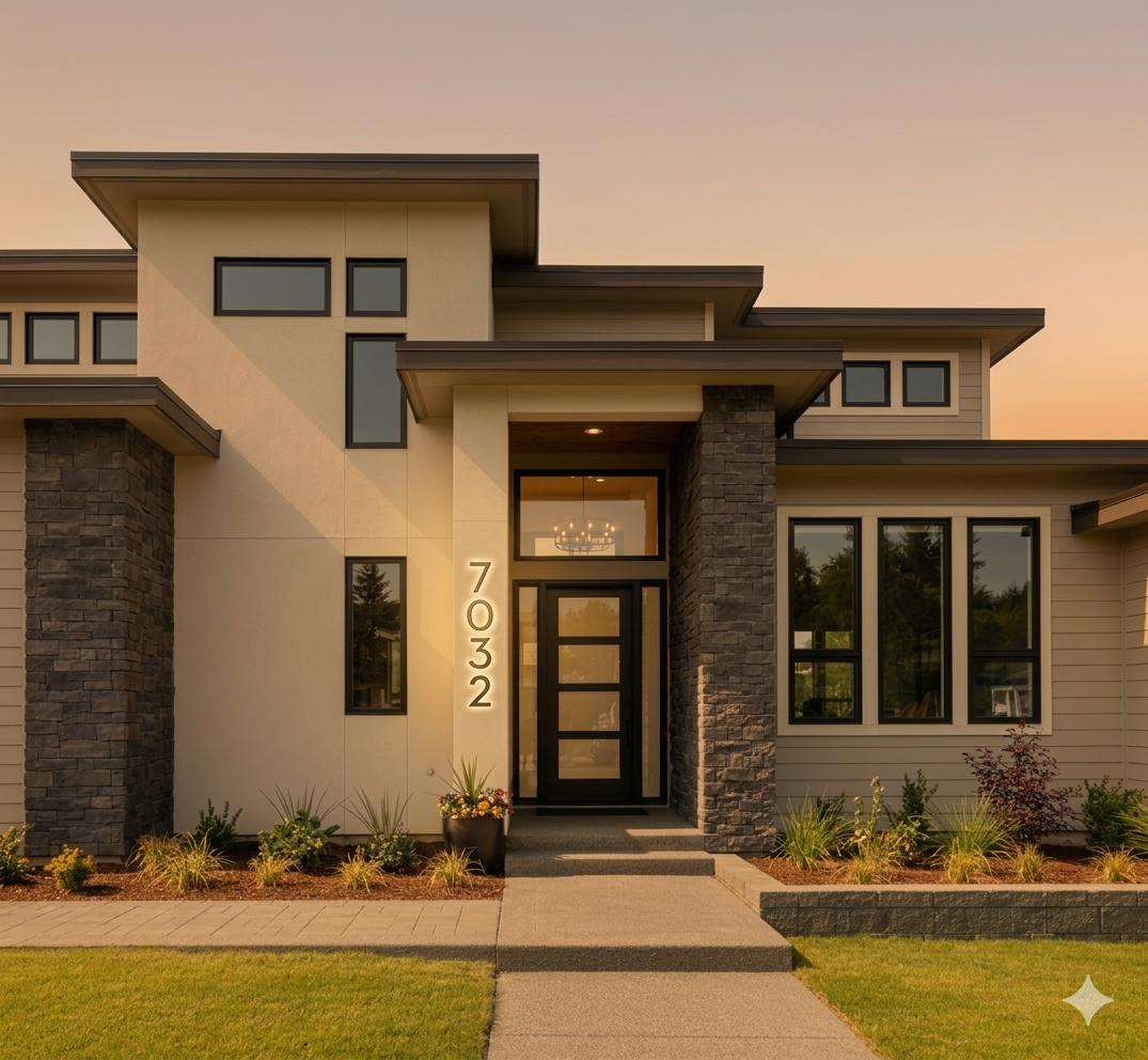 Gold LED house numbers