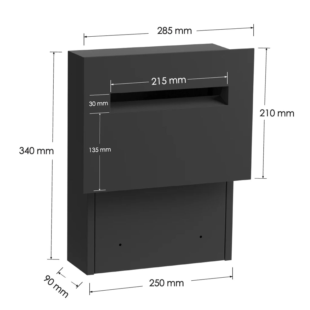 Charcoal Mima Slimline Modern Mailbox