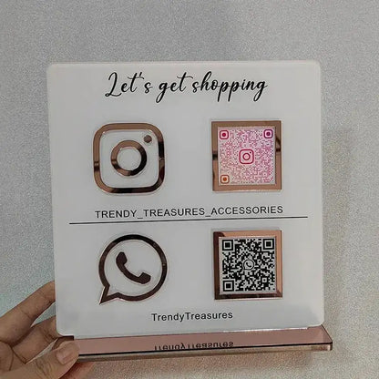 QR Business Social Acrylic Sign - Square.