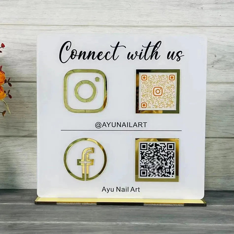 QR Business Social Acrylic Sign - Square.