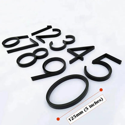 125mm Floating modern small Black House Numbers.