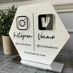 QR Business Social Acrylic Sign - Hexagon.