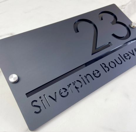 Black Acrylic Address on 2 Stand-offs Sign