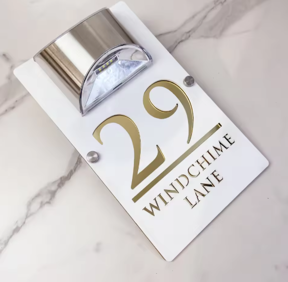 Rectangle Solar Custom Acrylic House/Letterbox Sign