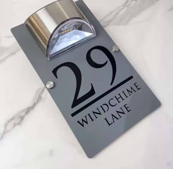 Rectangle Solar Custom Acrylic House/Letterbox Sign