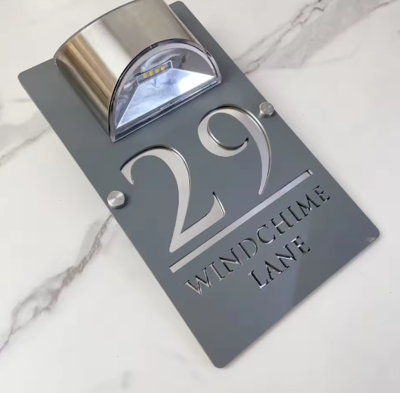 Rectangle Solar Custom Acrylic House/Letterbox Sign