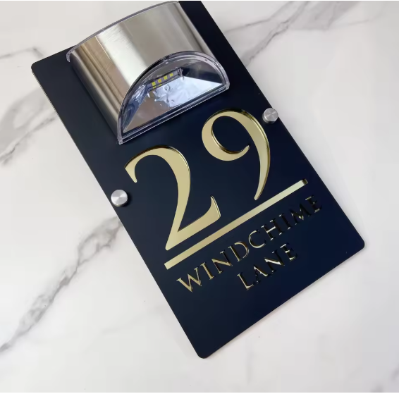 Rectangle Solar Custom Acrylic House/Letterbox Sign