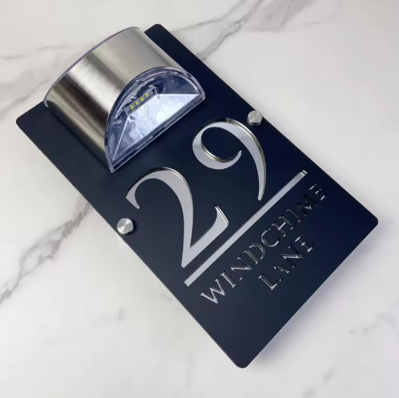 Rectangle Solar Custom Acrylic House/Letterbox Sign