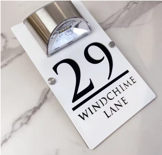 Rectangle Solar Custom Acrylic House/Letterbox Sign