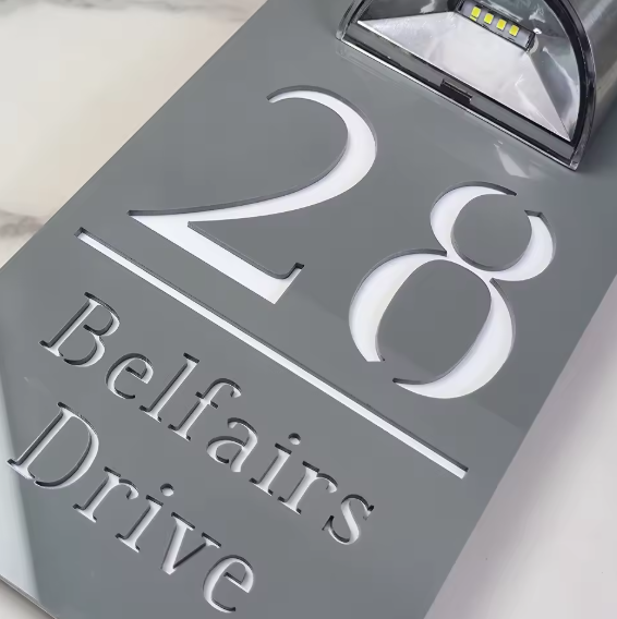 Rectangle Solar Custom Acrylic House/Letterbox Sign