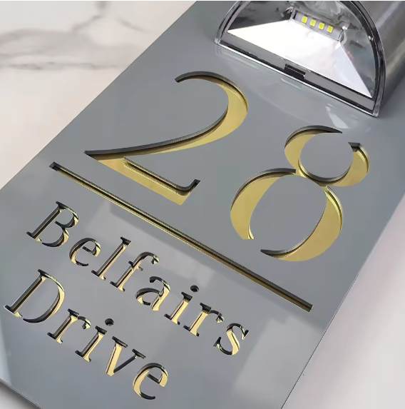 Rectangle Solar Custom Acrylic House/Letterbox Sign