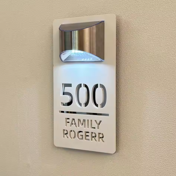 Rectangle Solar Custom Acrylic House/Letterbox Sign