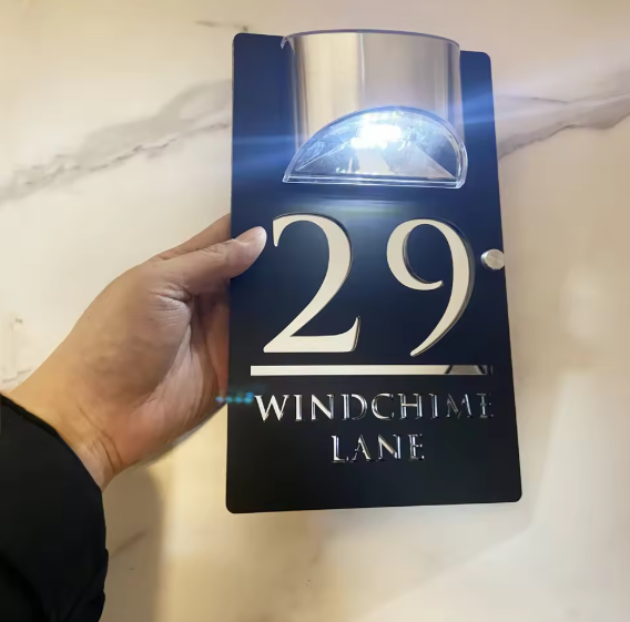 Rectangle Solar Custom Acrylic House/Letterbox Sign