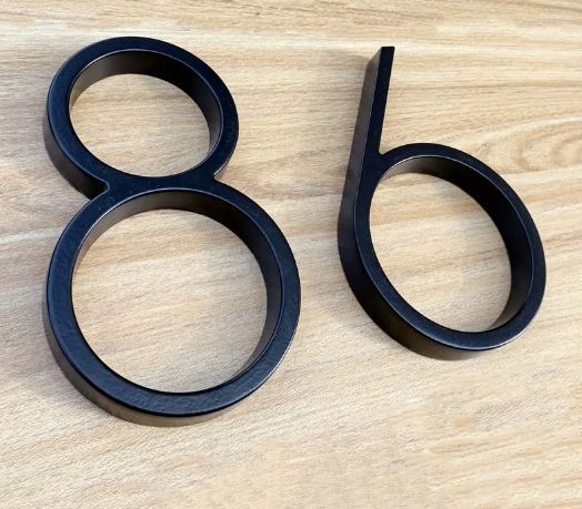 125mm Floating modern small Black House Numbers.