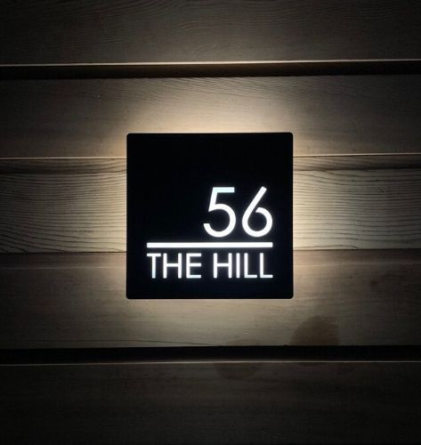 Warm White LED Custom House Number Sign - Square