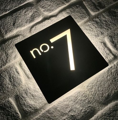 Warm White LED Custom House Number Sign - Square