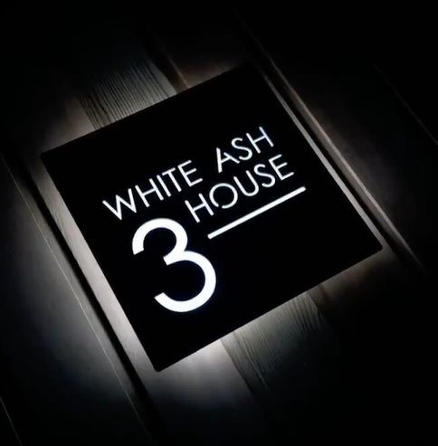 Warm White LED Custom House Number Sign - Square