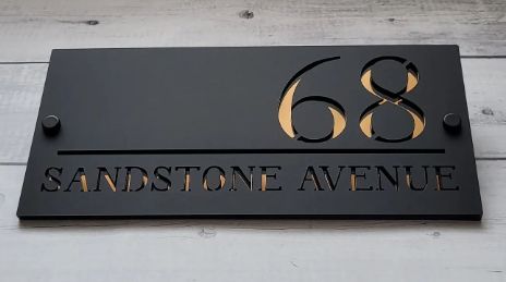 Black Acrylic Address on 2 Stand-offs Sign