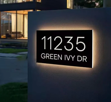Floating Metal House Sign - Mock up