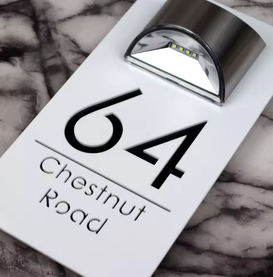 Rectangle Custom Solar Address Sign