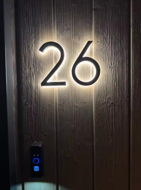 Floating Metal House Sign - Mock up