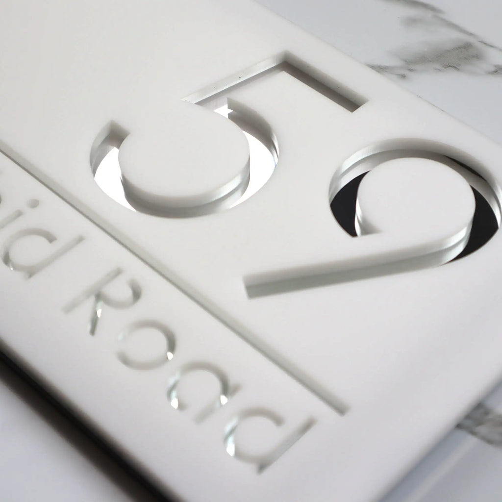 Custom Acrylic House/Letterbox Sign - Hamptons White Silver.