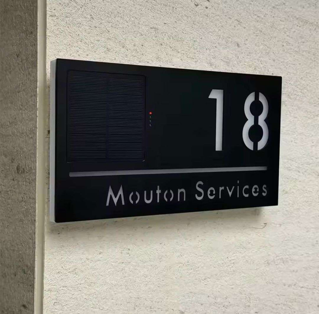 Custom Address Sign Solar LED Light Modern Residential Address Sign 3D ...