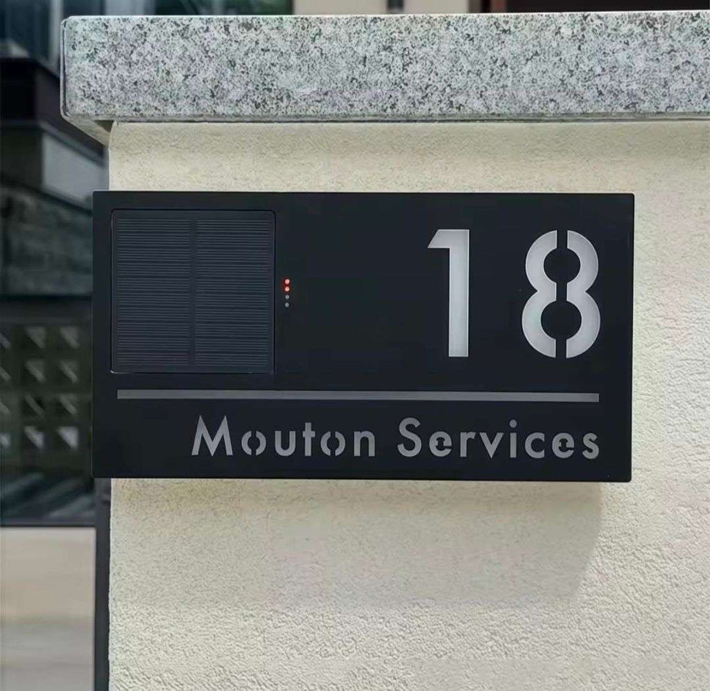 Custom Address Sign Solar LED Light Modern Residential Address Sign 3D ...