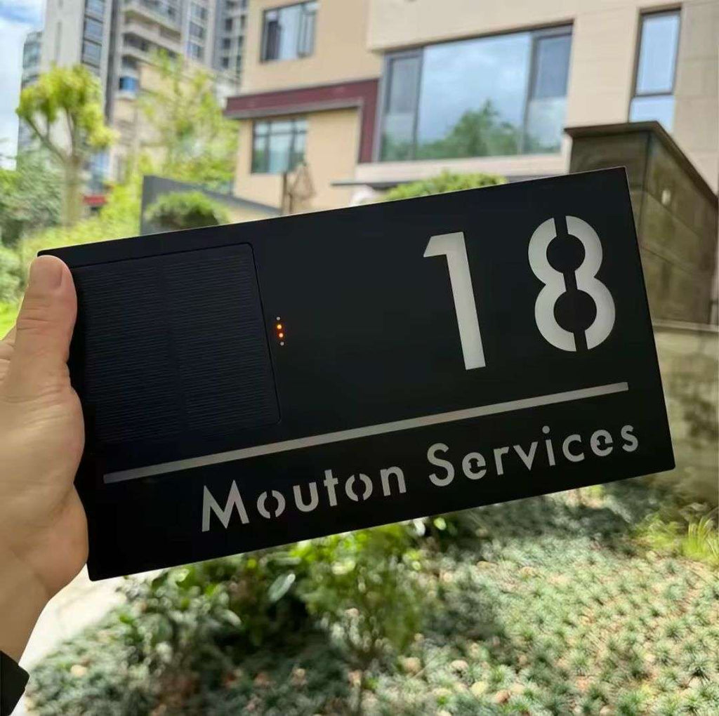 Custom Address Sign Solar LED Light Modern Residential Address Sign 3D ...