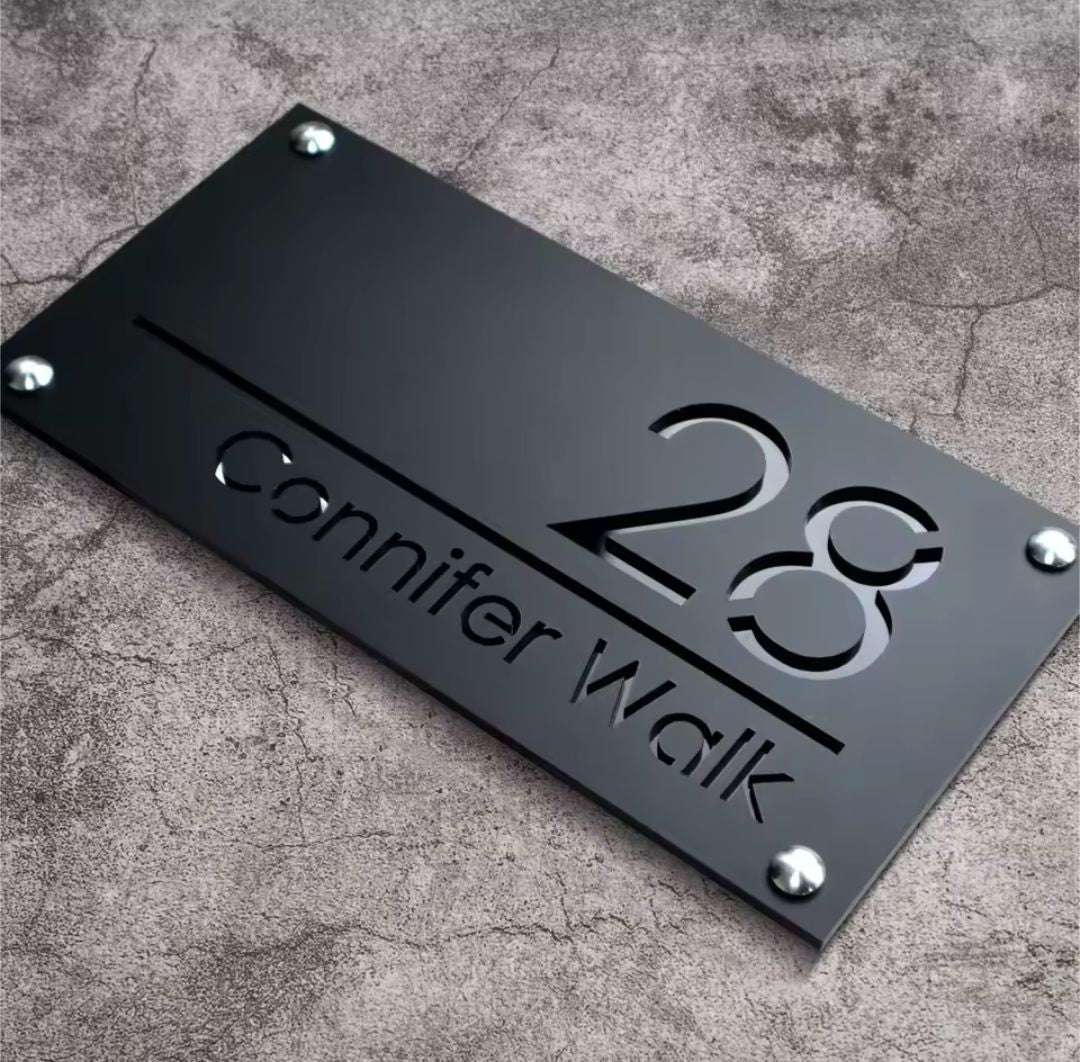 Black Acrylic Address Sign