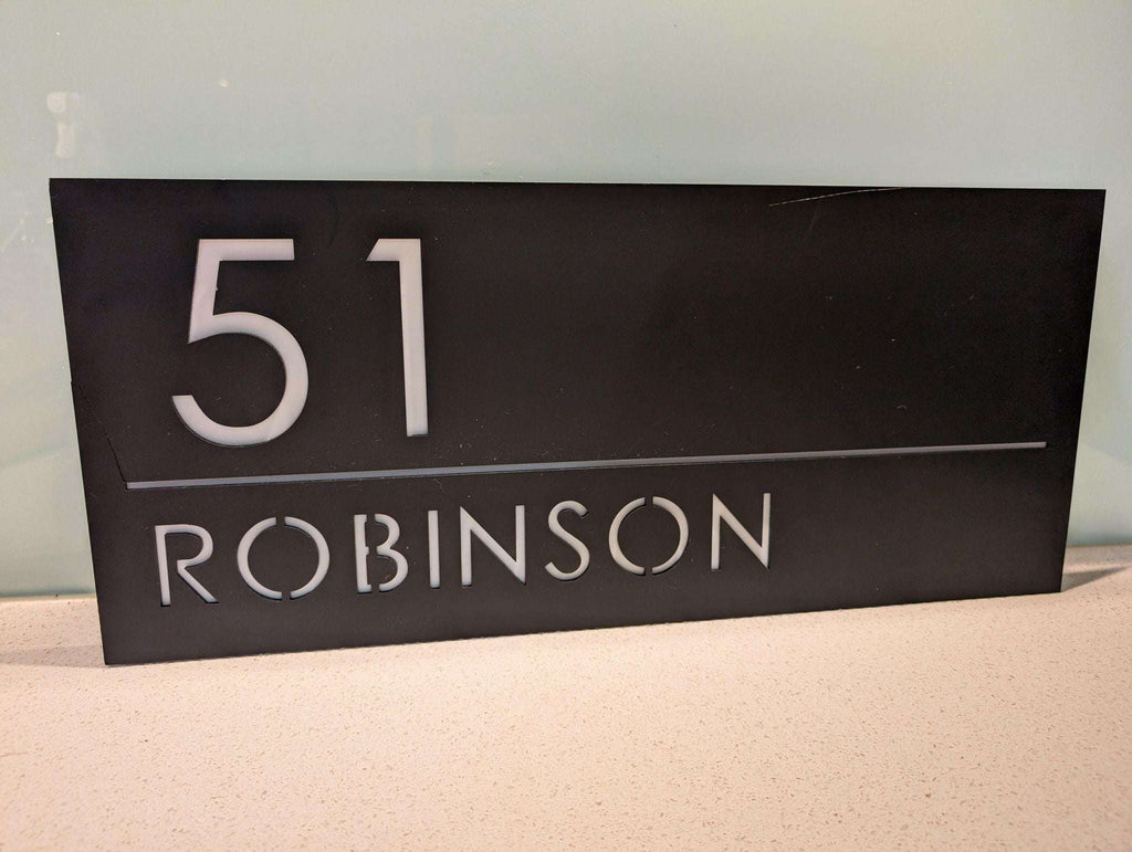 Custom White LED light up House Letterbox Address Sign - Rectangle.