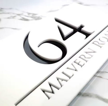 White Acrylic Address Sign