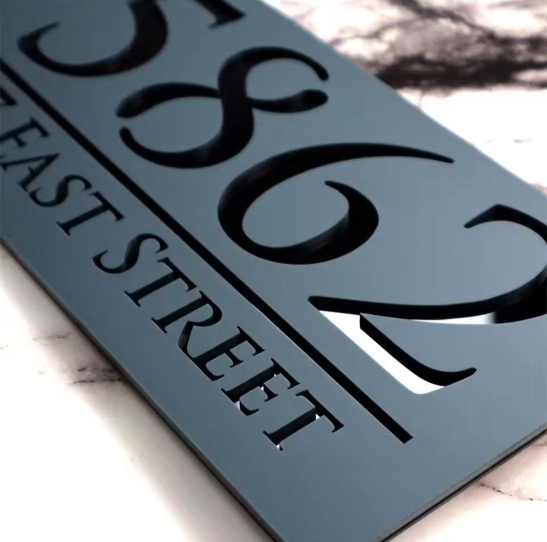 Black Acrylic Address Sign