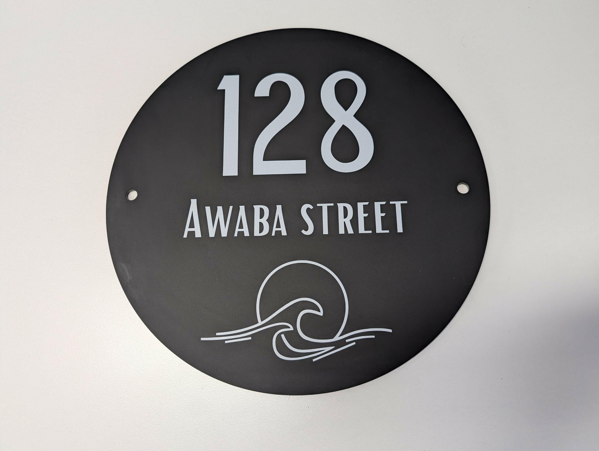 Coastal round palms acrylic custom address sign.