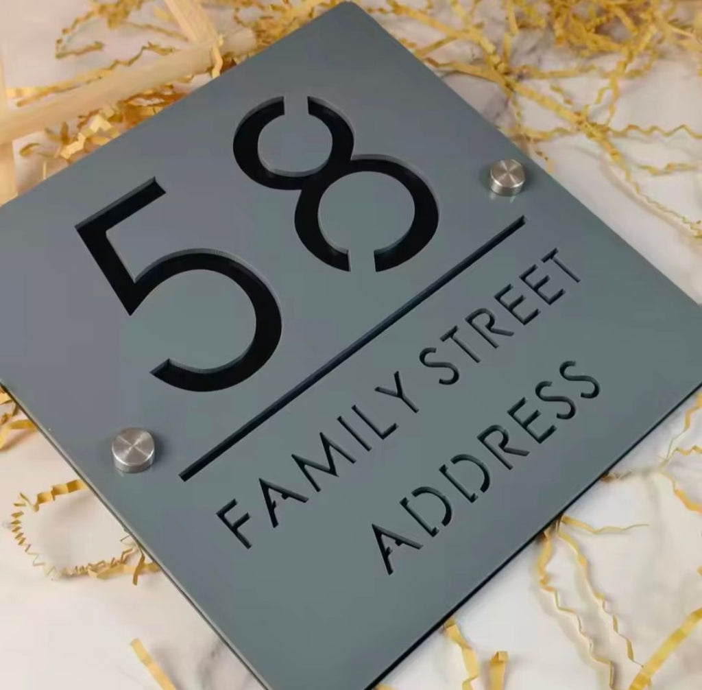 Grey Acrylic Address Sign