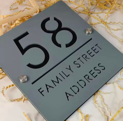 Grey Square Acrylic Address Sign