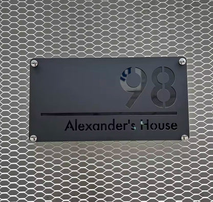 Black Acrylic Address Sign