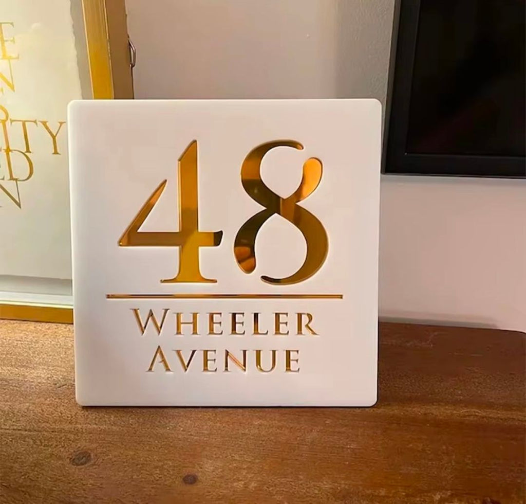 White Square Acrylic Address Sign