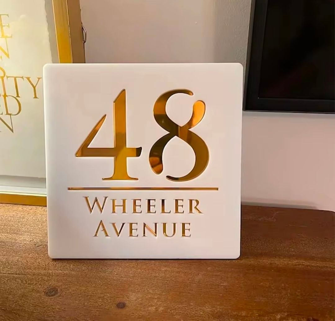 White Square Acrylic Address Sign