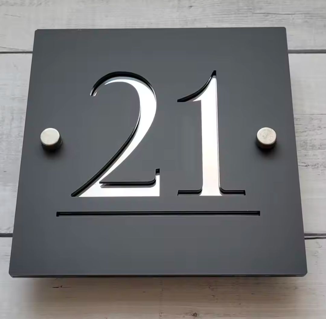 Grey Acrylic Address Sign